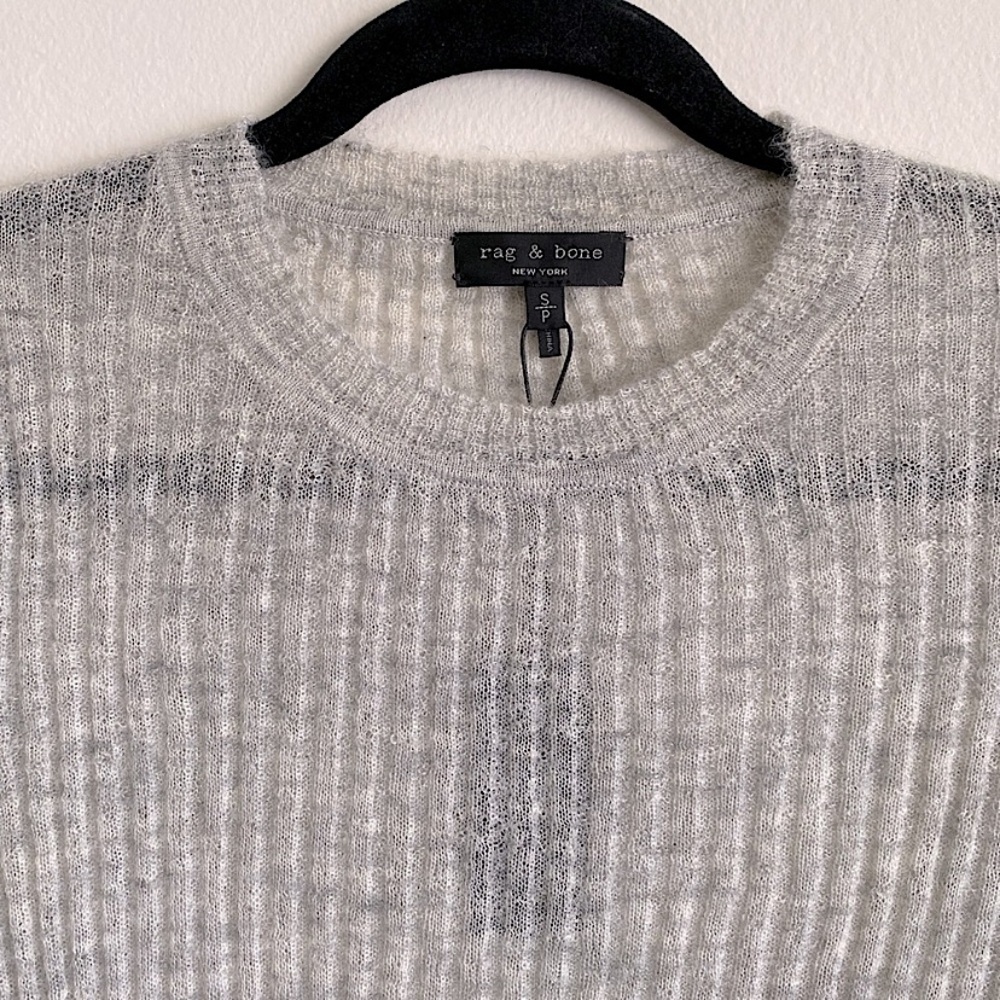 rag & bone ANGORA WOOL RIB KNIT LIGHTWEIGHT DONNA CREWNECK SWEATER Gray S - Picture 4 of 9
